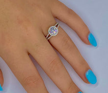 Load image into Gallery viewer, 950 Platinum Round Brilliant Cut Halo Diamond Ring 0.90 CTW - Tuscany F/VS1 - Pobjoy Diamonds