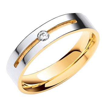 18K Or 9K White & Yellow Gold Flat Court Diamond Wedding Band