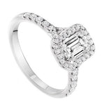 18K Gold Emerald & Round Cut 1.50 CTW Diamond Engagement Ring - G/Si - Pobjoy Diamonds