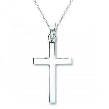925 Silver Cross &  Belcher Chain - Pobjoy Diamonds