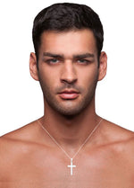 Unisex Sterling Silver Cross & Belcher Chain - Pobjoy Diamonds