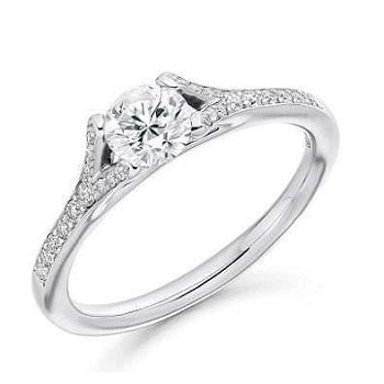 18K Gold & Diamond Set Shoulder Engagement Ring - Pobjoy Diamonds