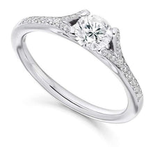 Load image into Gallery viewer, 18K Gold &amp; Diamond Set Shoulder Engagement Ring 0.70 CTW D-E/VS - Pobjoy Diamonds