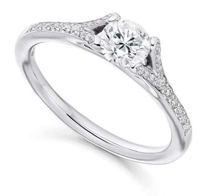 18K Gold & Diamond Set Shoulder Engagement Ring 0.70 CTW D-E/VS - Pobjoy Diamonds