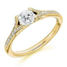 Load image into Gallery viewer, 18K Gold &amp; Diamond Set Shoulder Solitaire Engagement Ring Pobjoy Diamonds