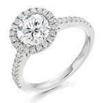 950 Platinum Round Cut 1.60 CTW Halo Lab Grown Diamond Ring F/VS1 - Pobjoy Diamonds