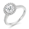 18K White Gold Round Cut 1.90 CTW Halo Diamond Ring G/VS - Pobjoy Diamonds