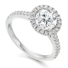 Load image into Gallery viewer, 18K White Gold Round Cut 1.90 CTW Halo Diamond Ring G/VS - Pobjoy Diamonds