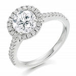 950 Platinum Round Cut 1.60 CTW Halo Lab Grown Diamond Ring F/VS1 - Pobjoy Diamonds
