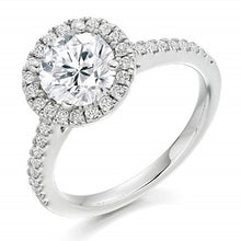 Load image into Gallery viewer, 950 Platinum Round Cut 1.60 CTW Halo Lab Grown Diamond Ring F/VS1 - Pobjoy Diamonds