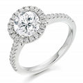 950 Platinum Round Cut 1.60 CTW Halo Lab Grown Diamond Ring F/VS1 - Pobjoy Diamonds