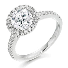 Load image into Gallery viewer, 18K White Gold Round Cut 2.50 CTW Halo Diamond Ring H/Si - Pobjoy Diamonds