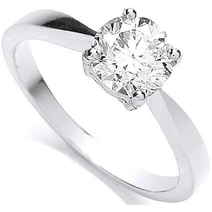 18K White Gold 1.00 Carat Solitaire Ring H/Si - Pobjoy Diamonds