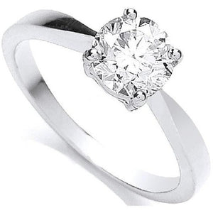 18K White Gold 1.00 Carat Solitaire Ring H/Si - Pobjoy Diamonds