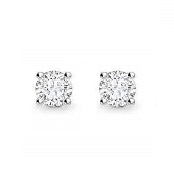 White Gold Round Brilliant Cut Diamond Claw Earring Settings 1.00 TO 2.00 Carat - Pobjoy Diamonds