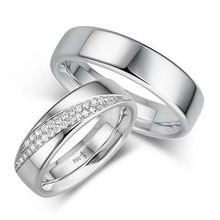 Load image into Gallery viewer, 18K Ladies Flat Court Wedding Ring With Diamonds - Choice Of Width - Pobjoy Diamonds