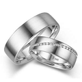 18K Gold His & Hers Diamond Flat Court Wedding Ring Set - Pobjoy Diamonds