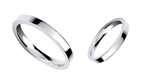 Matching 9K White Gold His & Hers Flat Court 3mm Wedding Rings SPECIAL OFFER - Pobjoy Diamonds