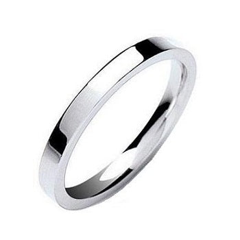 18K White Gold His & Hers Flat Court 3mm Wedding Rings SPECIAL OFFER - Pobjoy Diamonds