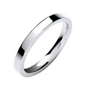 18K White Gold His & Hers Flat Court 3mm Wedding Rings SPECIAL OFFER - Pobjoy Diamonds