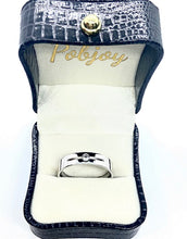 Load image into Gallery viewer, 9K or 18K White &amp; Yellow Gold Flat Court Diamond Wedding Band - Pobjoy Diamonds