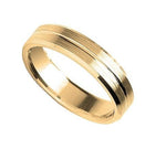 18K Gold Flat Court Grooved Matt & Diamond Cut 5mm Ring - Pobjoy Diamonds