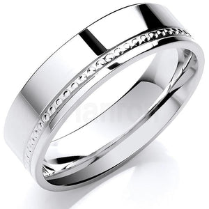18KWhite Gold Flat Court Ring - Pobjoy Diamonds