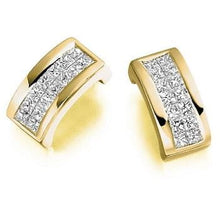 Load image into Gallery viewer, 18K Yellow Gold Princess Cut 0.55 CTW Diamond Rectangle Earrings From Pobjoy in Surrey.