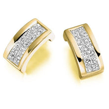 Load image into Gallery viewer, 18K Gold Princess Cut 0.55 CTW Diamond Hug Earrings.-Pobjoy Diamonds.