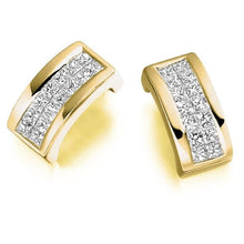 Load image into Gallery viewer, 18K Gold Princess Cut 0.55 CTW Diamond Hug Earrings D-E/VS-Pobjoy Diamonds.