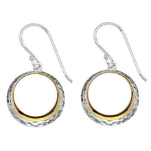 Load image into Gallery viewer, Sterling Silver &amp; Yellow Gold Plated Round Drop Earrings - Pobjoy Diamonds