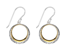Load image into Gallery viewer, Sterling Silver &amp; Yellow Gold Plated Round Drop Earrings - Pobjoy Diamonds