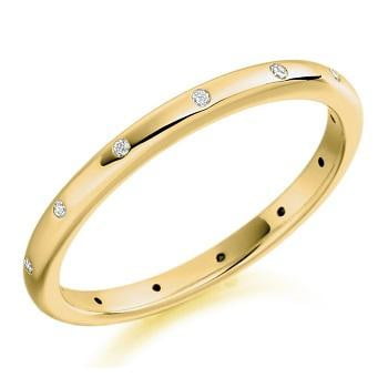 18K Yellow Gold & Diamond Wedding Band From Pobjoy Diamonds