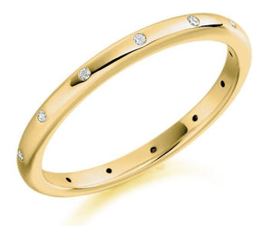 18K Yellow Gold & Diamond 2mm Wedding Band - Pobjoy Diamonds
