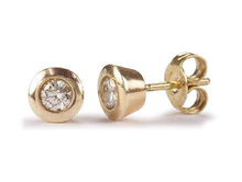 Load image into Gallery viewer, 9K White Or Yellow Gold Bezel Set Diamond Stud Earrings - 0.30 Or 0.50 Carats - Pobjoy Diamonds