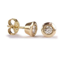 Load image into Gallery viewer, 18K White Or Yellow Gold Bezel Set Diamond Stud Earrings - 0.30 Or 0.50 Carats - Pobjoy Diamonds