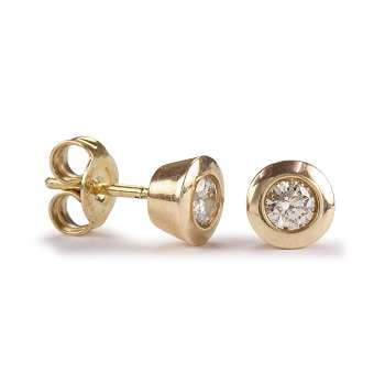 18K Yellow Or White Gold Bezel Set Diamond Stud Earrings - 0.30 Or 0.50 Carats - Pobjoy Diamonds