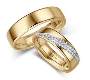 18K Ladies Flat Court Wedding Ring With Diamonds - Choice Of Width - Pobjoy Diamonds