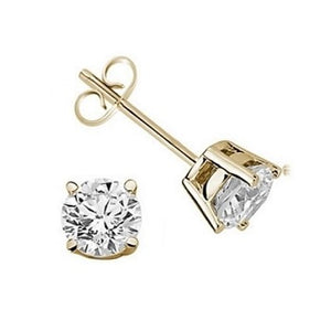 Bespoke 18K Gold Round Brilliant Cut Diamond Stud Earrings 0.60 To 1.00 CTW- F/VS2 - Pobjoy Diamonds