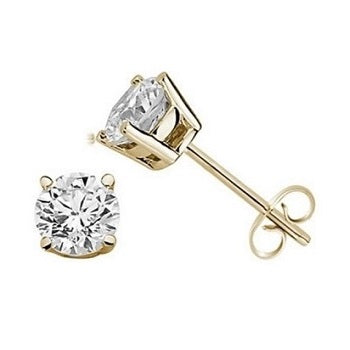 Bespoke 18K Gold Round Brilliant Cut Diamond Stud Earrings 0.60 To 1.00 CTW- E/VS1 - Pobjoy Diamonds