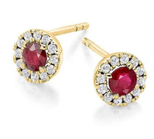 Load image into Gallery viewer, 18K Gold Ruby &amp; Diamond Earrings - Pobjoy Diamonds