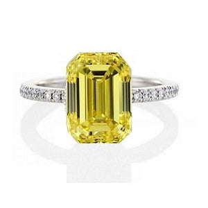 18K Gold Fancy Vivid Yellow Diamond 1.00 Carat Emerald Solitaire Ring - VS2 - Pobjoy Diamonds