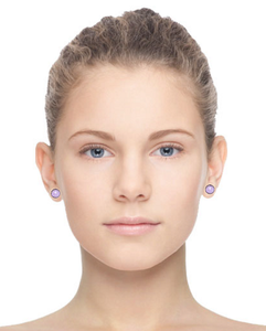9K Rose Gold & Amethyst Ladies Stud Earrings