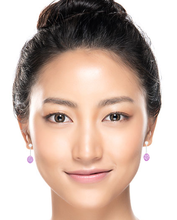 Load image into Gallery viewer, 9K White Gold Diamond &amp; Amethyst Drop Earrings
