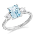 950 Platinum 2.00 Carat Aquamarine & Diamond Trilogy Ring - Pobjoy Diamonds