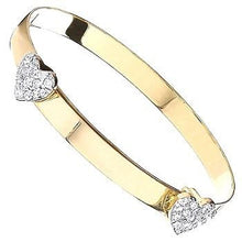 Load image into Gallery viewer, 9K Yellow Gold Expandable Baby Bangle With Hearts - Pobjoy Diamonds