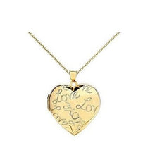 Load image into Gallery viewer, 9K Yellow Gold Love Heart Shape Engraved Locket &amp; Neck Chain - Pobjoy Diamonds