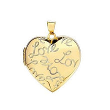 Load image into Gallery viewer, 9K Yellow Gold Love Heart Shape Engraved Locket &amp; Neck Chain - Pobjoy Diamonds