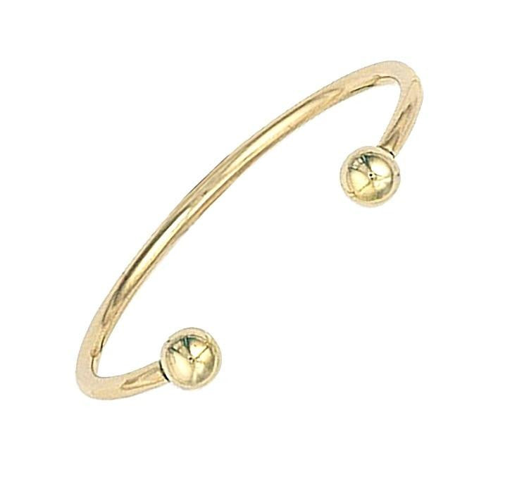 9K Yellow Gold Baby Solid Torque Bangle - Pobjoy Diamonds