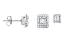 Load image into Gallery viewer, 18K White Gold Baguette Diamond Earrings